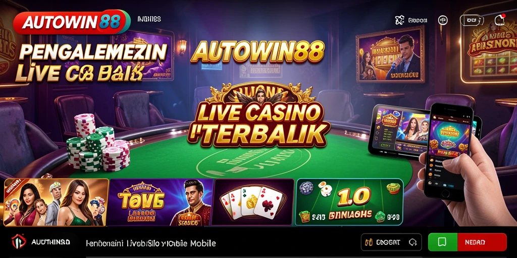 Screenshot AUTOWIN88 menampilkan dealer profesional di meja Live Casino.
