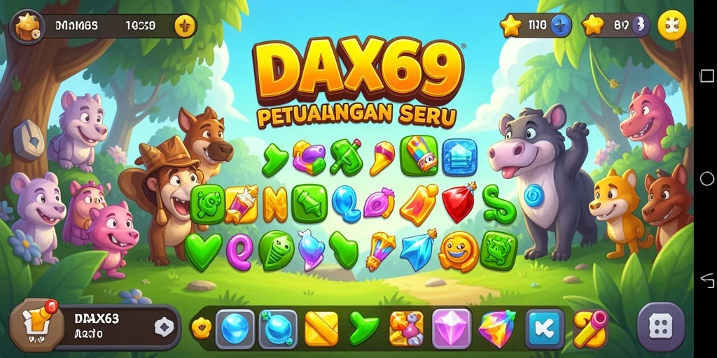 Tampilan gameplay seru DAX69 dengan elemen Match-3 yang menarik.