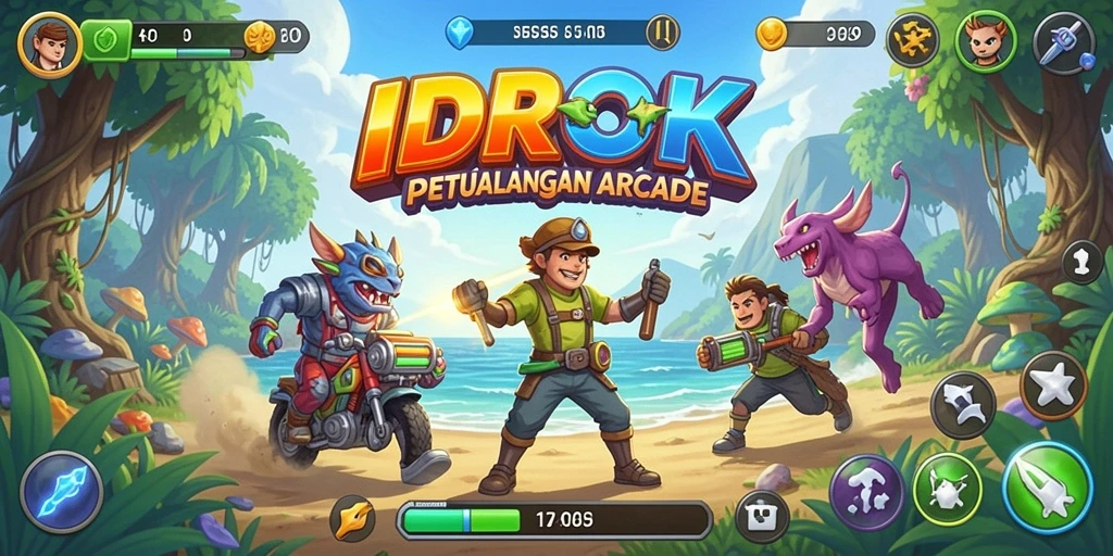 Screenshot IDROK menampilkan petualangan seru dalam gameplay Arcade.
