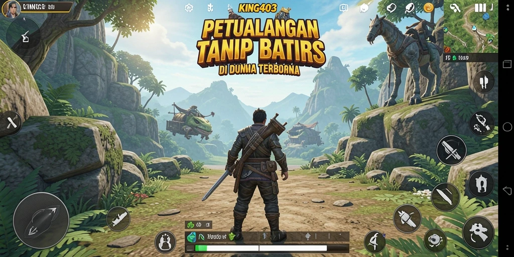 Tampilan menakjubkan dari dunia terbuka KING403 saat bermain.