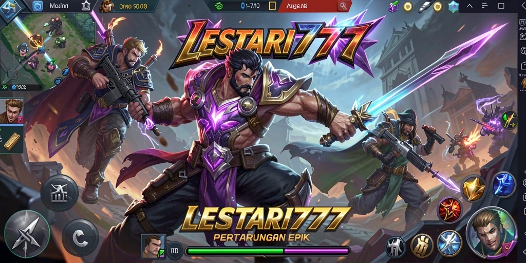 Tampilan action mendebarkan dari gameplay LESTARI777 MOBA.