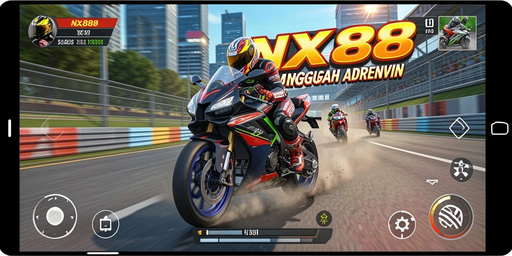 Gameplay seru dengan balapan motor cepat dan kompetitif.
