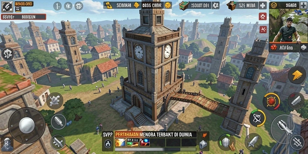 Tampilan strategi menara dalam gameplay SVIP2 yang menegangkan.